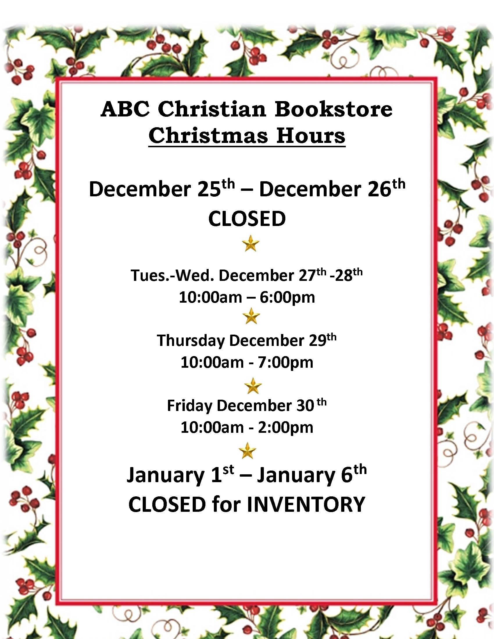ABC Holiday Schedule 2022 Adventist Ontario Conference Website